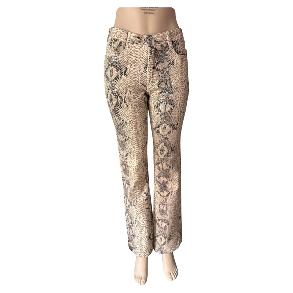 Parasuco Beige and Black Snake Print Trousers imitation leather Size 27 - Picture 14 of 16